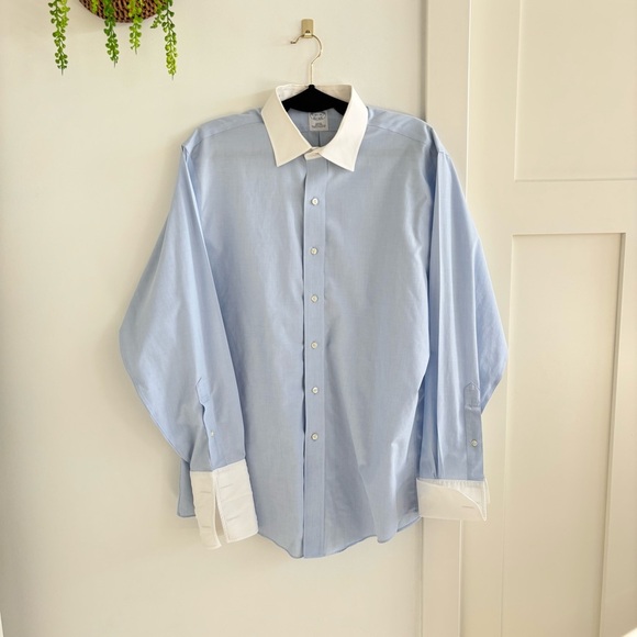 Brooks Brothers Slim Fit Long Sleeve Button Down French Cuff & Collar 16.5-35 - Picture 1 of 13